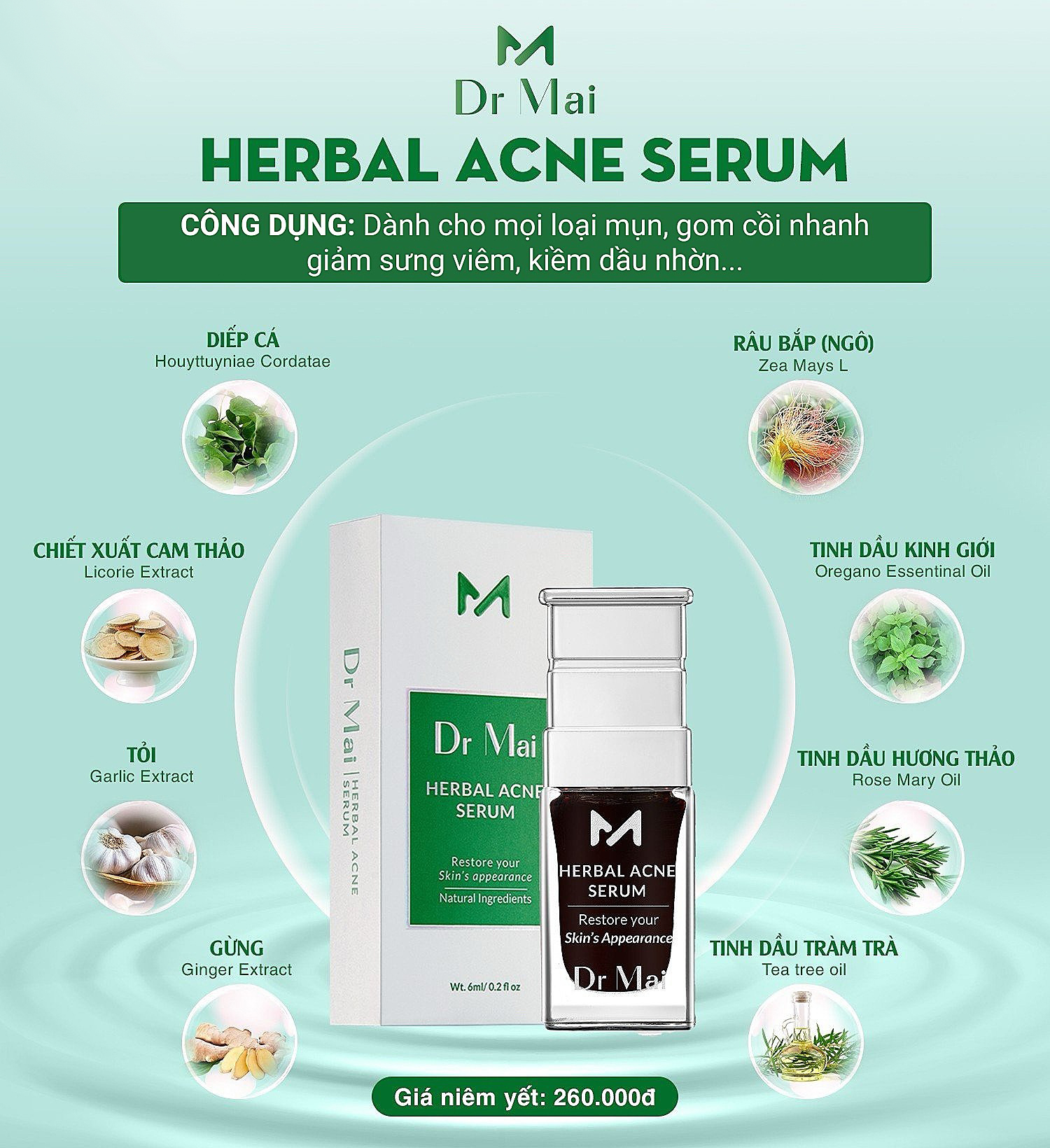 Serum DrMai nguyên chất Herbal ACNE hết mụn thâm