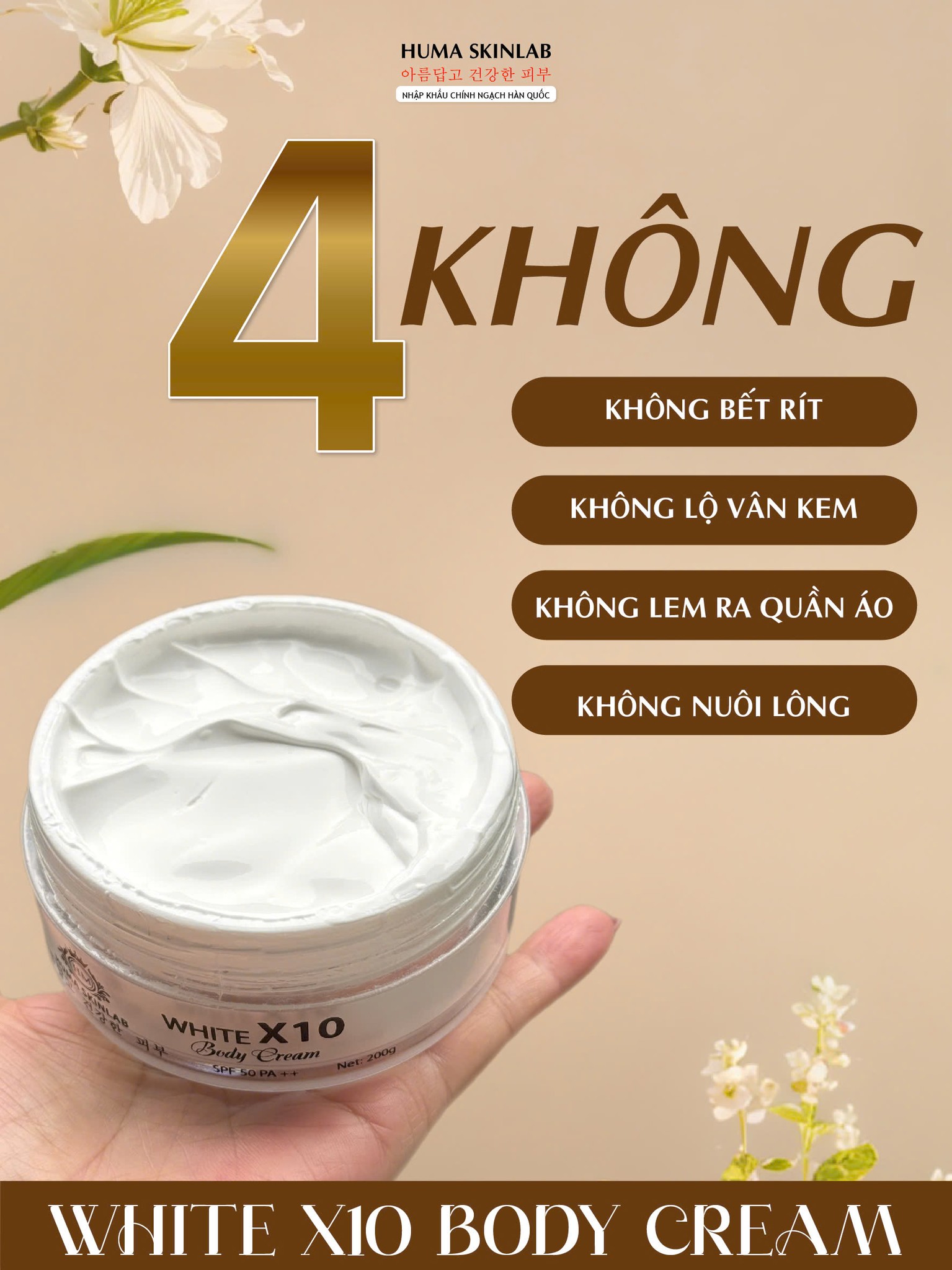 Kem Body White X10 Huma Skinlab