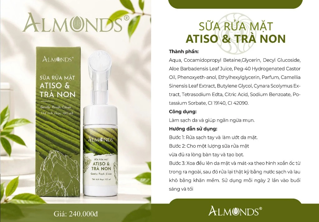 Sữa rửa mặt atiso Almonds